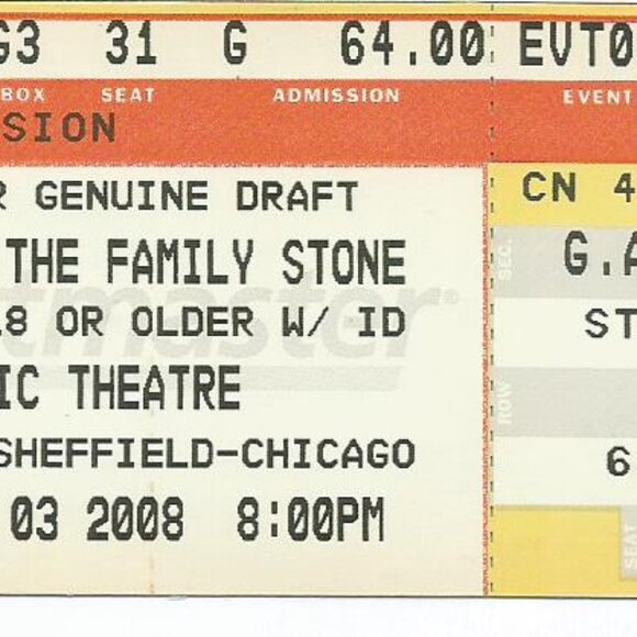 SLY AND THE FAMILY STONE VIC THEATRE LAST CHICAGO SHOW EVER UNUSED MINT RIP SLY - Picture 1 of 2
